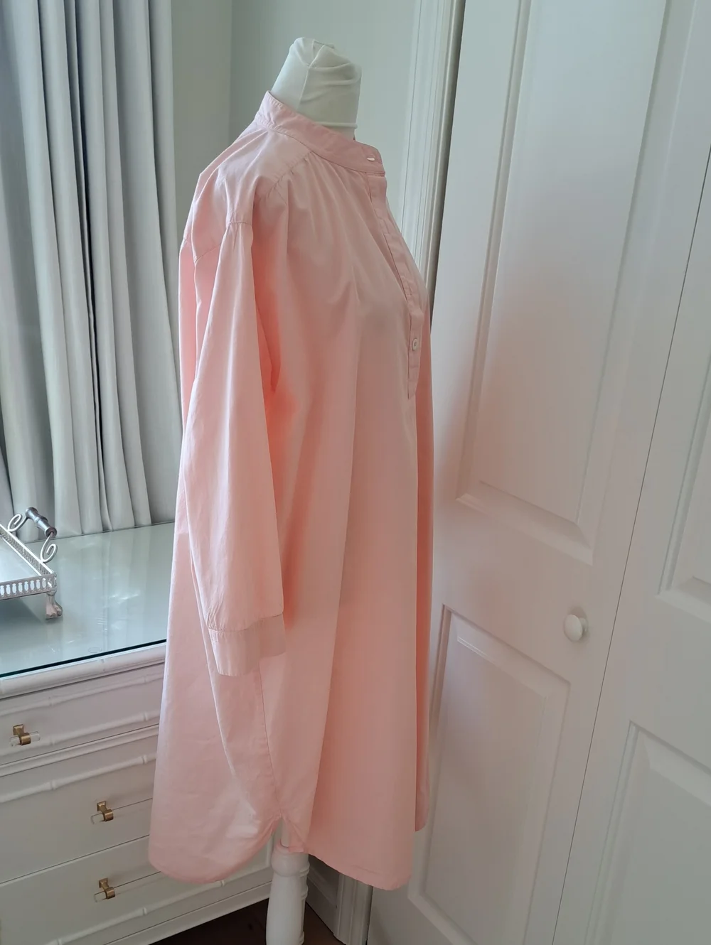 The J. Peterman Company Womens Marie Antoinette Pink Cotton Shirt Dress SM